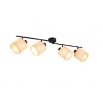Réglette 4 spots E14 AIMEE noir et naturel 4 X 10W - CASALUM