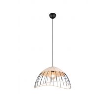 Suspension E27 Sandrine noir et rotin 28W - CASALUM