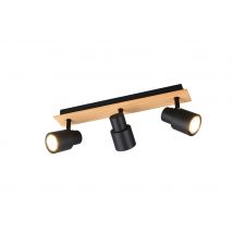 Réglette PIERRE noir et bois GU10 3 X 10W - CASALUM