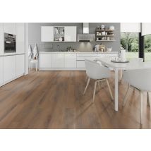 Sol vinyle effet bois marron TABAC SPC ép 5,2 mm 18,0 x 122,0 cm compatible pièce humide paquet de 2,196 m² HKS