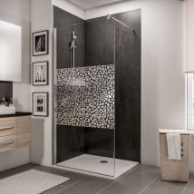 Paroi de douche à l'italienne 120x190 cm profilé chrome verre sérigraphié galets 6 mm NewStyle - SCHULTE