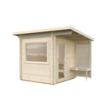 Sauna extérieur Palmako Sanna en bois naturel avec pergola - 8,9 m² - PALMAKO