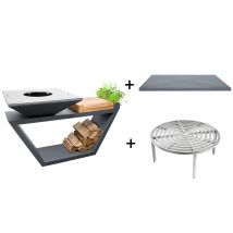 Brasero de cuisson G4 graphite avec plaque plancha, grille et couvercle de protection ARTISS