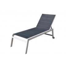 Bain de soleil aluminium blanc et textilène gris HIBISCUS - GIVEX