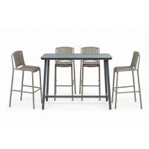 Table mange debout MIAMI bois et fauteuils 135x64x105 cm 4 places - JARDILINE