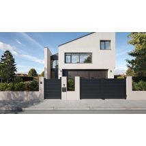 Portillon battant aluminium ENZO l.1,00 x H.1,75 m gris - PREFALU