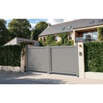Portail battant aluminium LEO l.3,50 x H.1,75 m gris - PREFALU