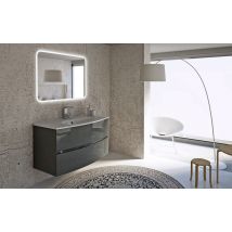 Meuble de salle de bain avec vasque et miroir Meloe gris L 1000 mm BADEN HAUS