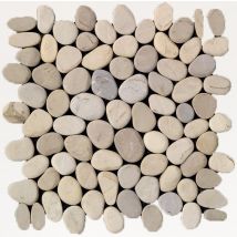 Galets plats beiges sur plaque 30 x 30 cm