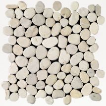 Galets plats blancs sur plaque 30 x 30 cm