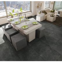 Carrelage sol intérieur noir BIBULCA ép 10 mm 60 x 60 cm rectifié paquet de 1,08 m² IMSO