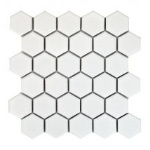 Mosaïque sol/mur intérieur hexagone blanc 27 x 28 cm DISTRIMAT