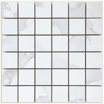 Mosaïque sol/mur intérieur effet marbre blanc CALACATTA 30 x 30 cm DISTRIMAT