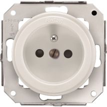 Prise électrique encastrable avec terre rétro porcelaine blanche - Garby Colonial FONTINI