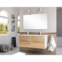 Meuble de salle de bains Duox 4 tiroirs L120 x H45 x P45 cm bois mélaminé blanc et bois - EGORE