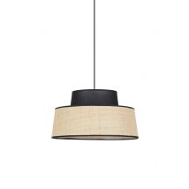 Suspension coton noir et raphia naturel E27 100W Ø38 cm MALLORCA - COREP
