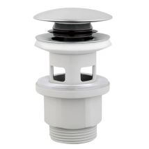 Bonde de lavabo clic-clac avec trop plein NF blanc et chrome 75mm ROUSSEAU SANITAIRE