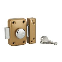 Verrou de porte d'entrée Apache à bouton et cylindre 45 mm doré THIRARD