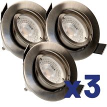 Spot encastrable SAPHYR LED orientable GU10 acier 3x380lm 2700K ARLUX