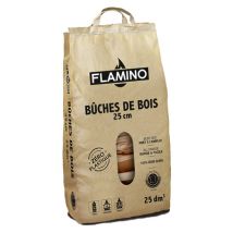 Bûche de bois 25 cm en sac kraft 25 litres FLAMINO
