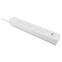 Multiprise parafoudre avec interrupteur 5 prises avec prises USB A et USB C 1,5m blanc Mantea OTIO