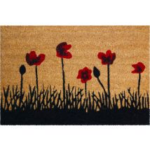 Tapis coco naturel décor coquelicot 40 x 60 cm - ID MAT