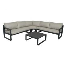 Salon d'angle de jardin MOJITO 6 personnes en aluminium graphithe gris PROLOISIRS