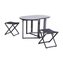 Ensemble repas balcon pliant pour 2 personnes 1 table et 2 tabourets gris PROLOISIRS Livraison gratuite à domicile