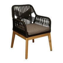 Fauteuil de jardin Dahlia noir et bois en acacia et résine PROLOISIRS