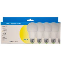 Lot de 5 ampoules LED standard E27 9W = 810 lumens blanc chaud - FOXLIGHT