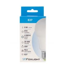 Ampoule LED standard E27 9W=810 lumens blanc neutre FOX LIGHT