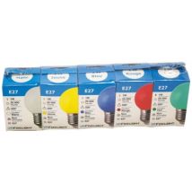 Lot de 5 ampoules LED sphériques colorées E27 1W=50 lumens FOXLIGHT