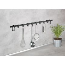 Barre de crédence pour ustensiles de cuisine Gala noir 8 crochets
