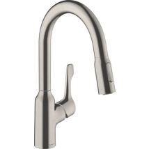 Robinet de cuisine avec douchette Inox Focus 180 - HANSGROHE