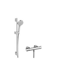 Ensemble douche 2 jets 100 mm avec mitigeur thermostatique Vernis Blend chromé HANSGROHE