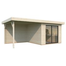 Abri de jardin bois Lydia + Pergola Naturel 15m2 PALMAKO