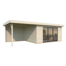 Abri de jardin bois Lydia + Pergola Naturel 21,4m2 PALMAKO