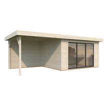 Abri de jardin bois Lydia + Pergola Naturel 17,8m2 PALMAKO