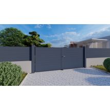 Portail battant Balthazar alu ouverture droite poussant 3m x 1m51 gris COFRECO