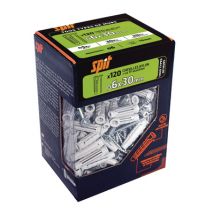 Chevilles nylon pro 6 x 30 mm avec vis tête fraisée 4 x 40 mm par 120 SPIT