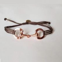GoldSnaffle Bracciale Filetto per equitazione placcato oro rosa Marrone