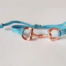 GoldSnaffle Bracciale Filetto per equitazione placcato oro rosa Light Blue