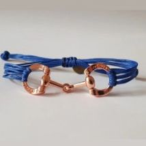 GoldSnaffle Bracciale Filetto per equitazione placcato oro rosa Blu Royal