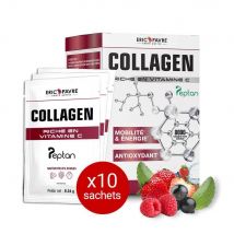 Collagen Peptan en poudre - Collagène marin hydrolysé et enrichi en vitamine C Bien Etre General - Fruits rouges - Etui de 10 unités - Eric Favre
