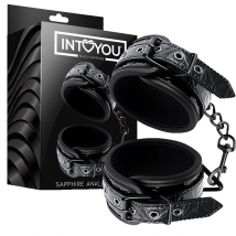Sapphire cavigliere bondage vegano nere imbottite catena BDSM fetish
