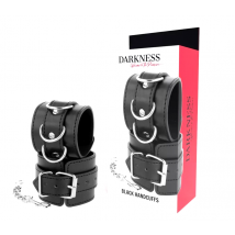 Darkness . manette pelle nera classic ideali per BDSM bondage fetish dominazione