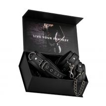Premium set collare + manette per caviglie catena 80 cm per bondage fetish BDSM