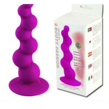 Plug anale sfere a spirale con ventosa morbido viola silicone morbido 15,5 cm