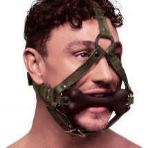 Morso con osso Camo Bone Gag pesante fetish bondage bit pelle PU regolabile BDSM