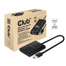 Club 3d sense vision splitter video usb3.1 a 2 display port 1.2 dual monitor 4k 60hz nero